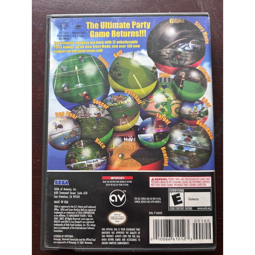 Super Monkey Ball 2 Nintendo GameCube Players Choice Case & Manual ONLY No Disc - Picture 2 of 5